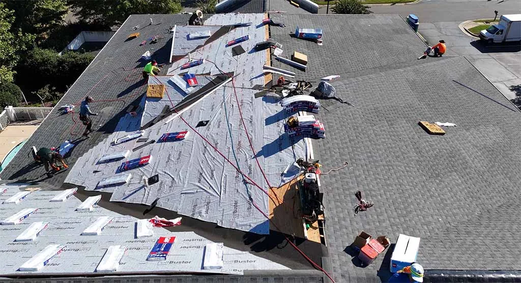 BGC crew replacing the shingle roof on a large home